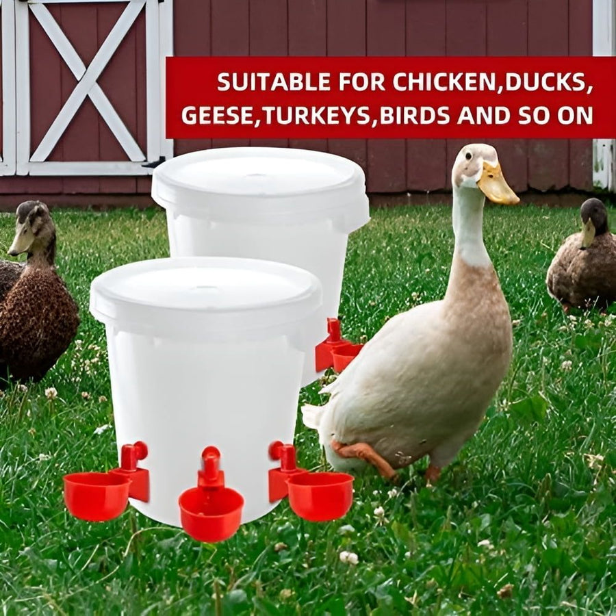 Chicken Waterer, 12-Pack Plastic Chicken Water Cups with 3/8-inch Threaded Drill