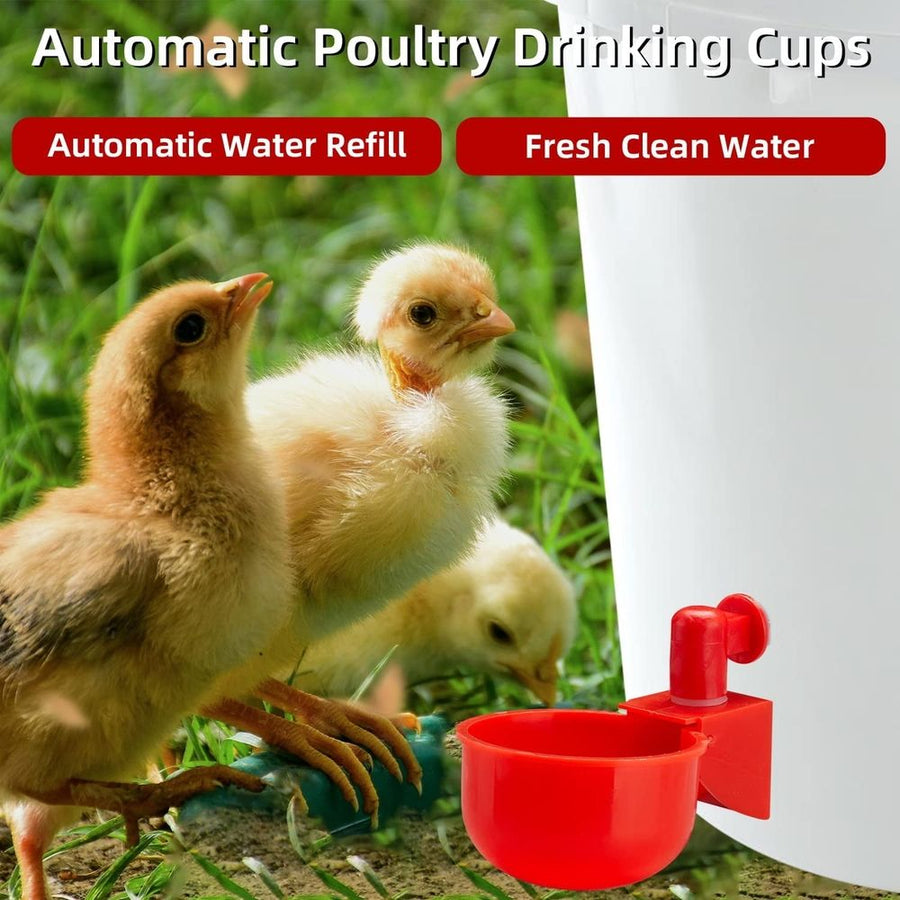 Chicken Waterer, 12-Pack Plastic Chicken Water Cups with 3/8-inch Threaded Drill