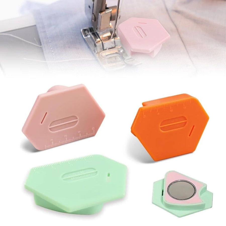 3 Pack Magnetic Seam Guide for Sewing Machine,2025 Upgraded Multifunctional Polygonal Hemmer Guide with Scale,Universal Sewing Accessory Supplies for Magnet Making Machines (3color)