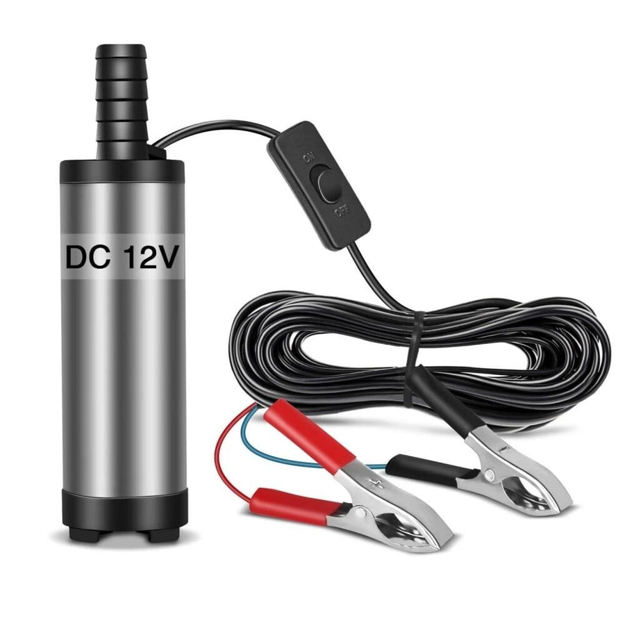 12V Fuel Transfer Pump,Mini Portable Stainless Steel On/Off Switch Oil Diesel Fuel Transfer Water Pump 12V 40mm