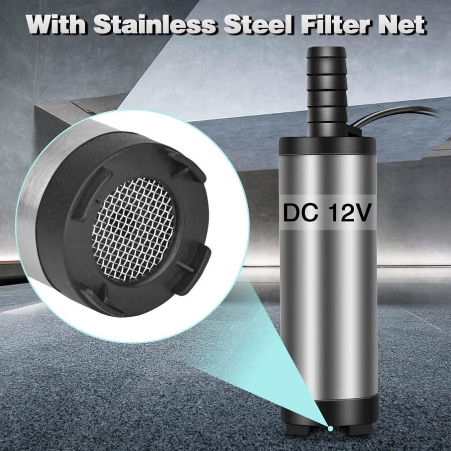 12V Fuel Transfer Pump,Mini Portable Stainless Steel On/Off Switch Oil Diesel Fuel Transfer Water Pump 12V 40mm