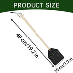 Heavy Duty Leather Fly Swatter with Wooden Handle - Durable Indoor/Outdoor Fly Killer with Hanging Rope for Home Kitchen Farm, Thick Leather Bug Zapper for Mosquitoes Insects Bees