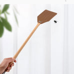 Heavy Duty Leather Fly Swatter with Wooden Handle - Durable Indoor/Outdoor Fly Killer with Hanging Rope for Home Kitchen Farm, Thick Leather Bug Zapper for Mosquitoes Insects Bees