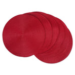 Woven Tabletop Collection,Indoor/Outdoor Placemat Set,Round,15" Diameter,Tango Red,6 Piece
