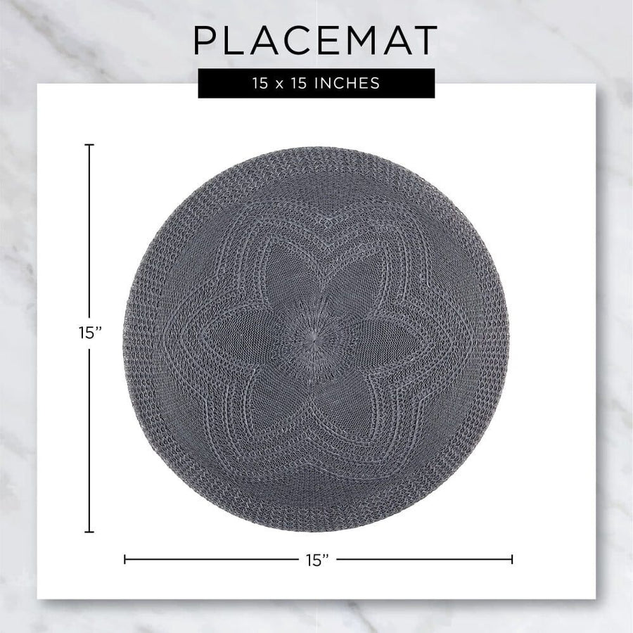 Woven Tabletop Collection,Indoor/Outdoor Placemat Set,Round,15" Diameter,Tango Red,6 Piece