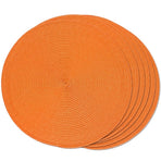Round Braided Placemats Set of 6 Table Mats for Dining Tables Woven Washable Non-Slip Place mats 15 inch for Fall Decor(Orange,6pcs)