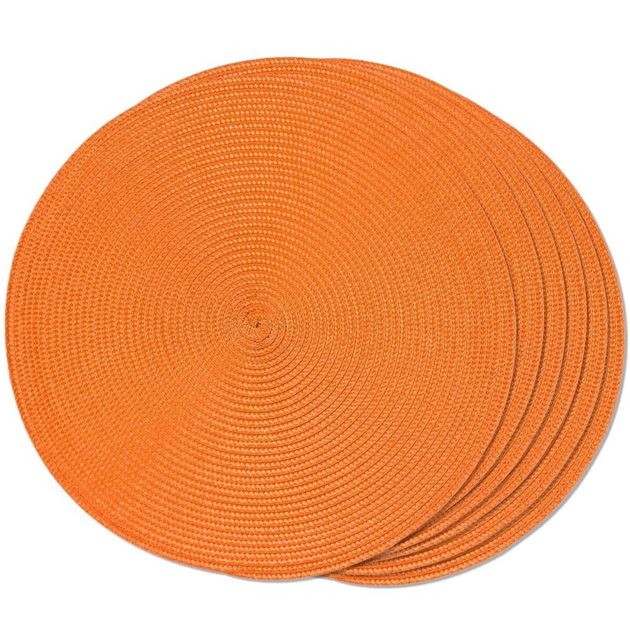 Round Braided Placemats Set of 6 Table Mats for Dining Tables Woven Washable Non-Slip Place mats 15 inch for Fall Decor(Orange,6pcs)