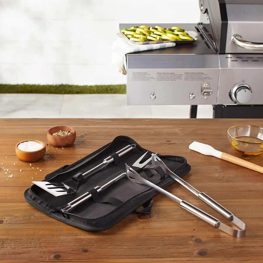 4-Piece Stainless Steel Barbeque Grilling Tool Set with Carry Bag,Grilling Accessories Bbq Tools Set,Grilling Accessories Bbq