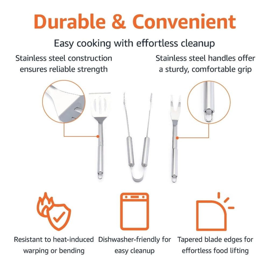 4-Piece Stainless Steel Barbeque Grilling Tool Set with Carry Bag,Grilling Accessories Bbq Tools Set,Grilling Accessories Bbq
