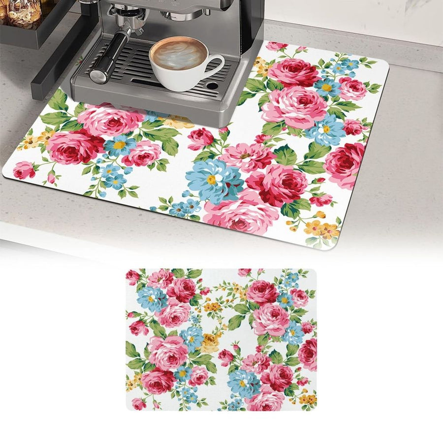 Coffee Bar Counter Mat - Waterproof Rubber Drying Pad for Espresso Machines & Sink Areas, Anti-Slip Kitchen Decor Mat to Hide Stains, 2 Size Options