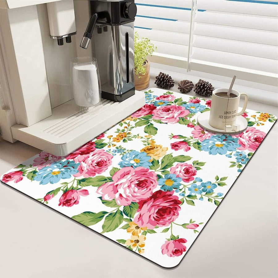 Coffee Bar Counter Mat - Waterproof Rubber Drying Pad for Espresso Machines & Sink Areas, Anti-Slip Kitchen Decor Mat to Hide Stains, 2 Size Options