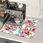 Coffee Bar Counter Mat - Waterproof Rubber Drying Pad for Espresso Machines & Sink Areas, Anti-Slip Kitchen Decor Mat to Hide Stains, 2 Size Options