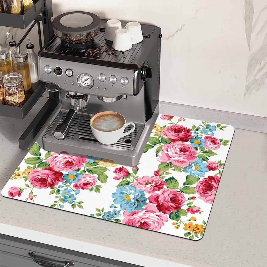 Coffee Bar Counter Mat - Waterproof Rubber Drying Pad for Espresso Machines & Sink Areas, Anti-Slip Kitchen Decor Mat to Hide Stains, 2 Size Options