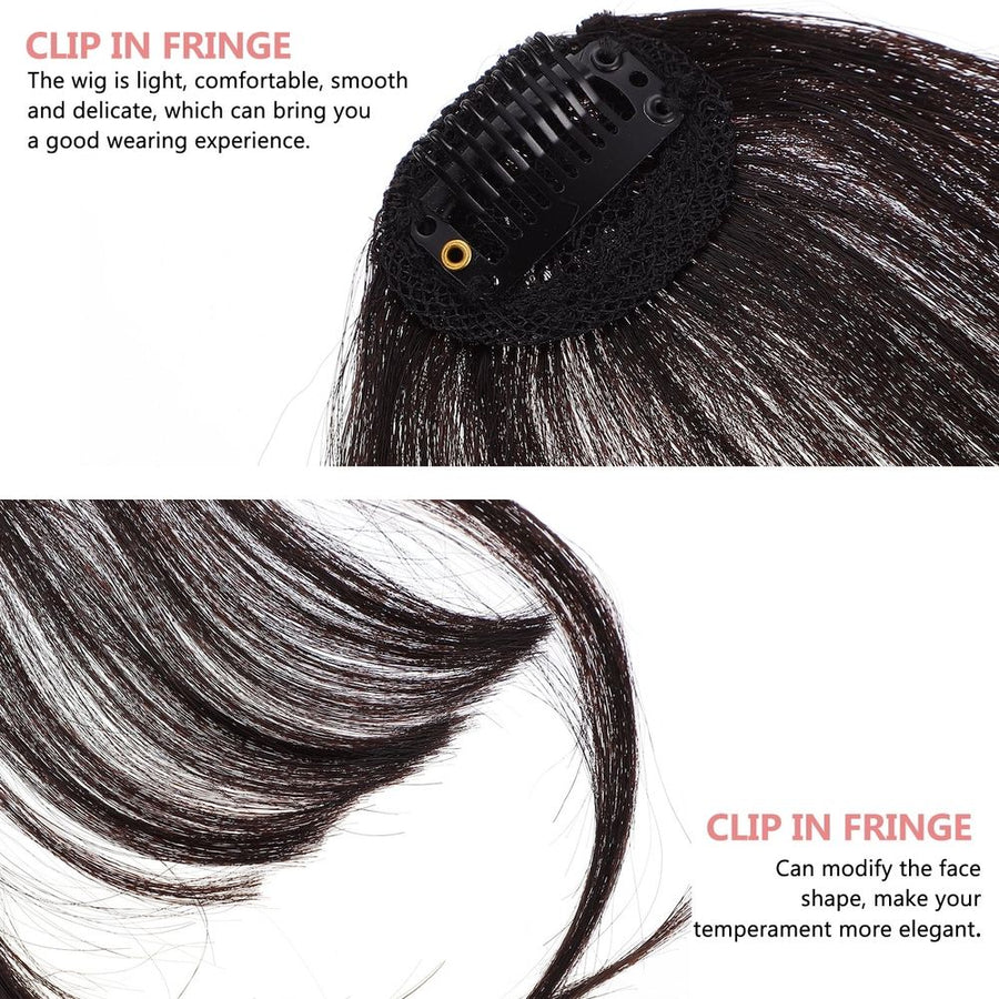 Black Clip in Fringe Bangs, Non-Reflective and Reusable, Perfect for Parties and Performances 2Pcs