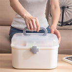 Medical Box, Box Double Layer with Handle Removable Tray Portable Large Capacity Emergency Kit Container Organizer Medicine Storage Box Organizer