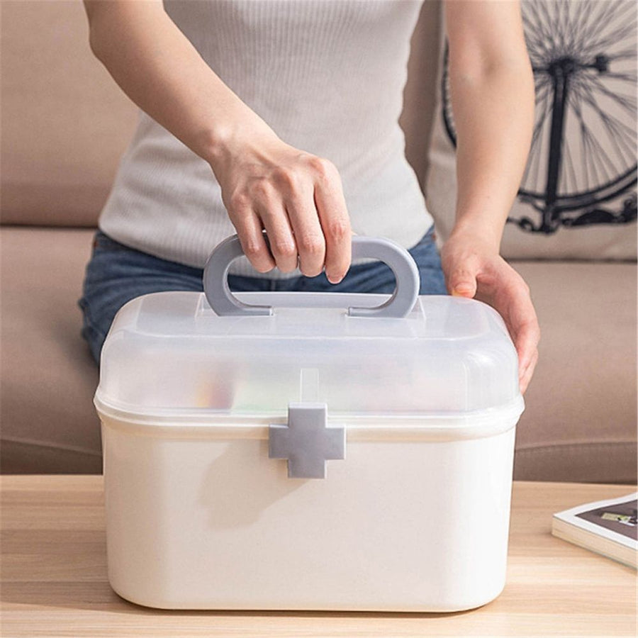 Medical Box, Box Double Layer with Handle Removable Tray Portable Large Capacity Emergency Kit Container Organizer Medicine Storage Box Organizer
