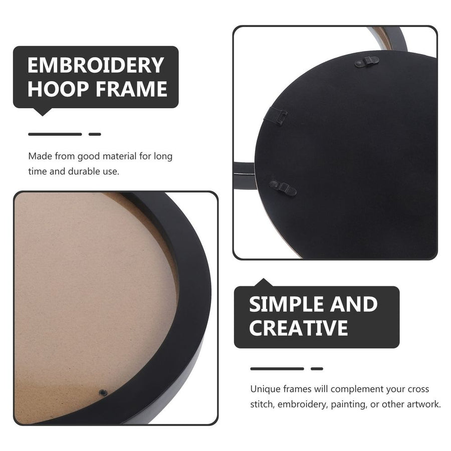 Black Resin Embroidery Hoop Frame for Cross Display, Circular Photo Holder for Craft and Needlework