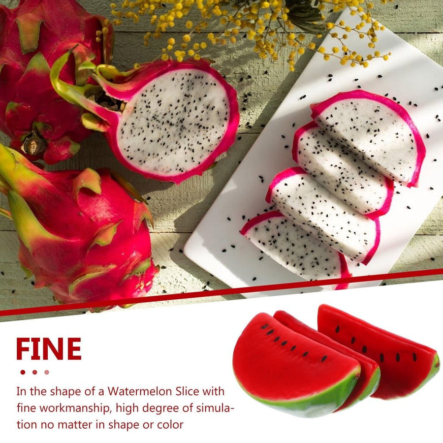 3Pcs Realistic Red Artificial Watermelon Slice Models for Home Kitchen Garden Decor