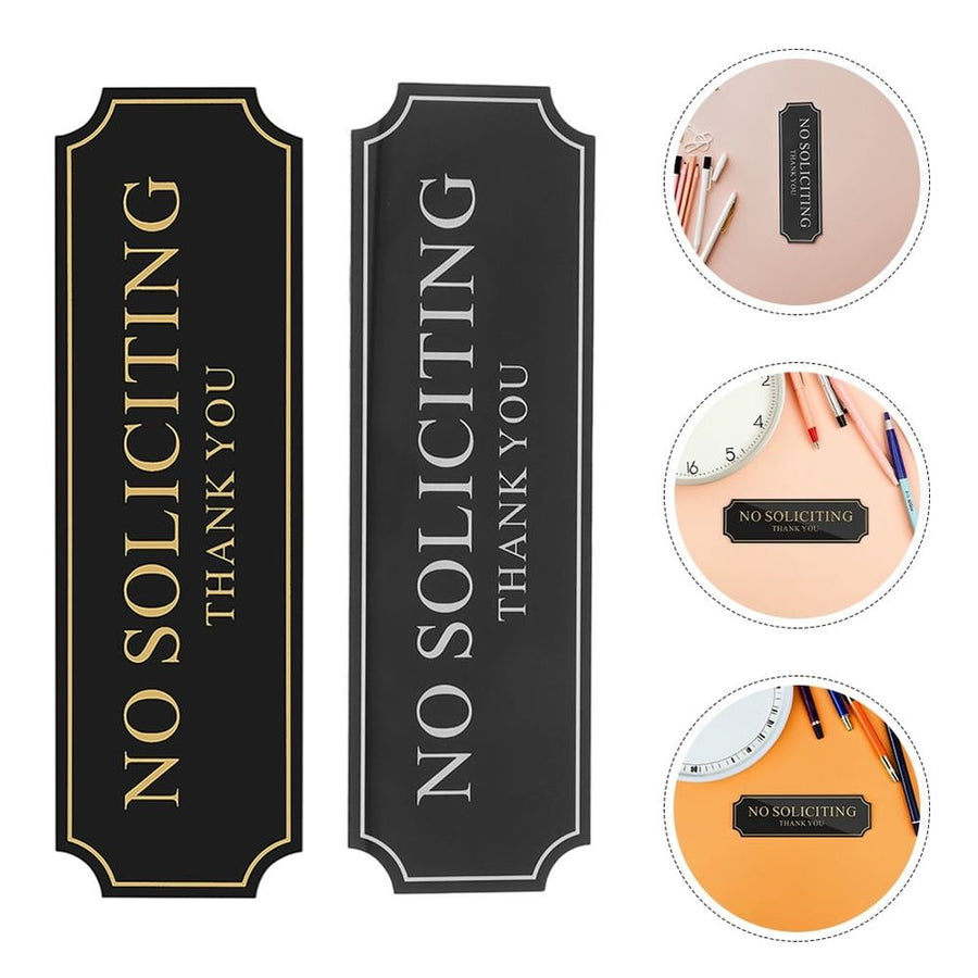 2-Pack High Visibility No Soliciting Signs with Strong Adhesive for Store Doors and Yard Display
