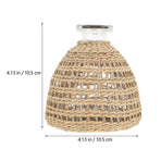 Handmade Woven Vase Light Brown Glass Natural Grass Home Adorn 1Pc