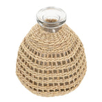 Handmade Woven Vase Light Brown Glass Natural Grass Home Adorn 1Pc