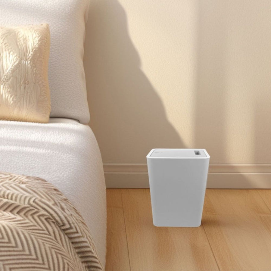 Small Plastic Garbage Can with Lid Stylish Slim Design for Bathroom Kitchen