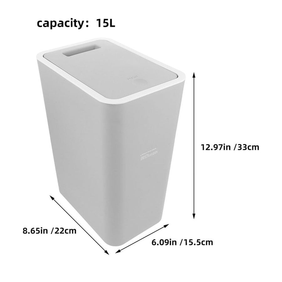 Small Plastic Garbage Can with Lid Stylish Slim Design for Bathroom Kitchen