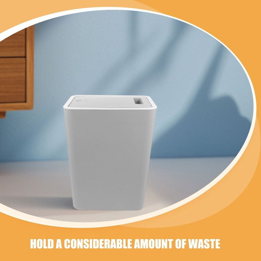 Small Plastic Garbage Can with Lid Stylish Slim Design for Bathroom Kitchen