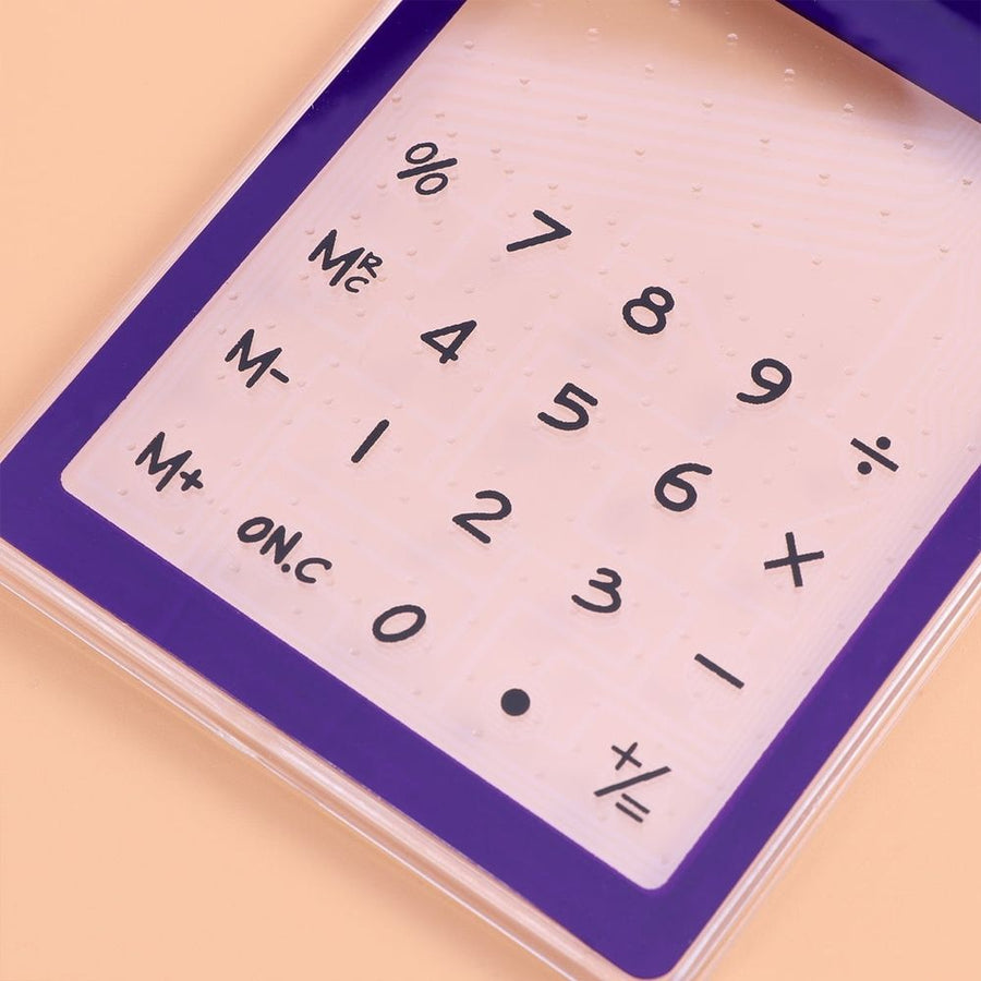 Solar Powered Portable Calculator with Touch Screen Purple Suitable for Office and School