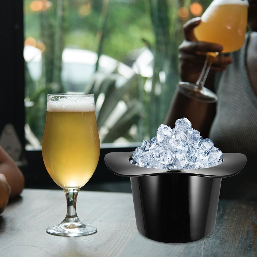 Black Hat Style Ice Bucket for Home Use - Elegant Wine and Beverage Cooler Tub for Parties and Events