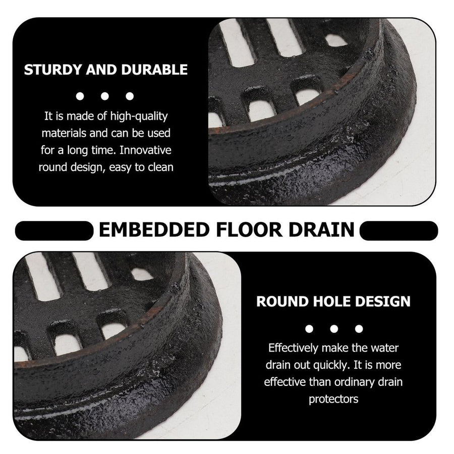 Cast Iron Floor Drain Cover Black for Home Use Hair Blocking Round Design