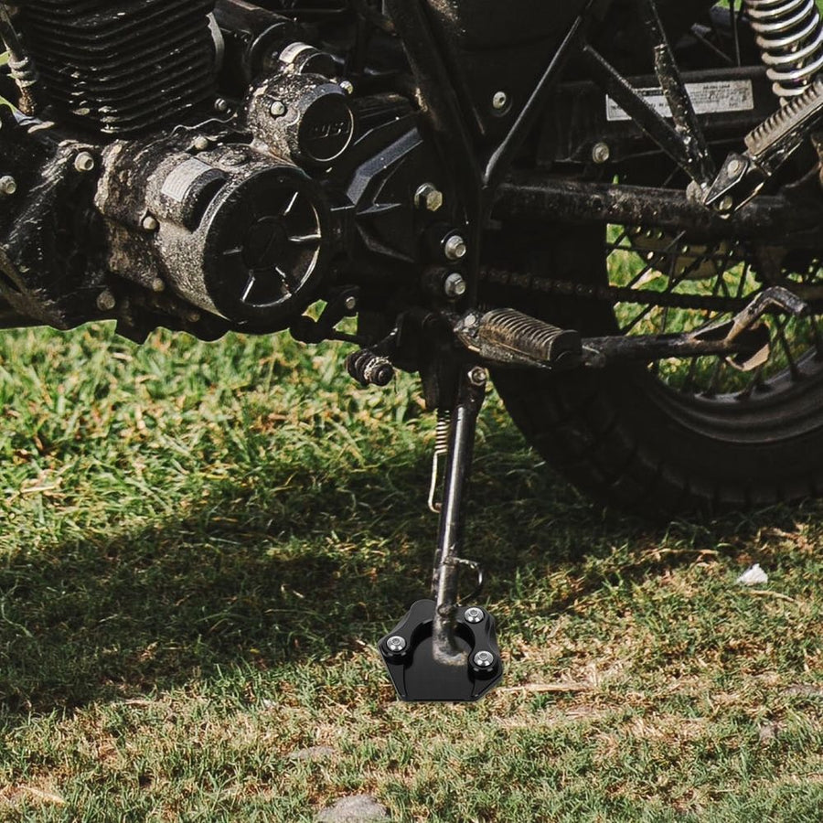 Black Aluminum Alloy Motorcycle Kickstand Plate Foot Support Stable Parking