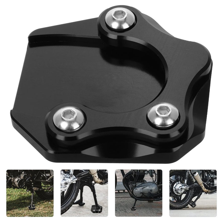 Black Aluminum Alloy Motorcycle Kickstand Plate Foot Support Stable Parking