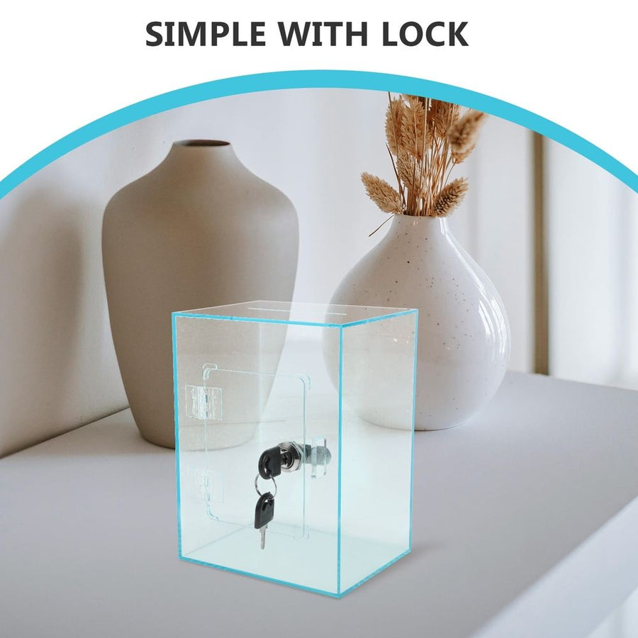Lockable Acrylic Money Jar for Cash Donations and Tip Collection
