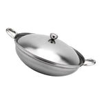 1Set Plated Silver Stainless Steel Hot-Pot Pan with Lid Double Handle for Seafood