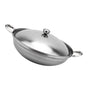 1Set Plated Silver Stainless Steel Hot-Pot Pan with Lid Double Handle for Seafood