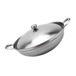 1Set Plated Silver Stainless Steel Hot-Pot Pan with Lid Double Handle for Seafood