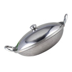 1Set Plated Silver Stainless Steel Hot-Pot Pan with Lid Double Handle for Seafood