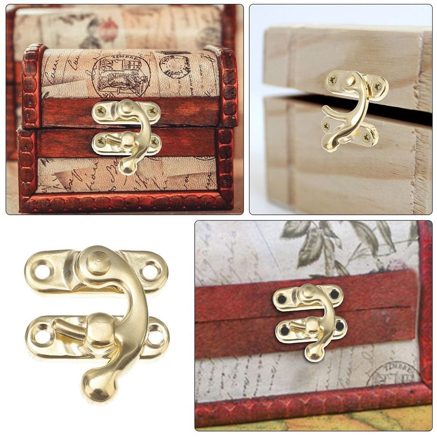 20Pcs Antique Brass Box Toggle Latches with Decorative Hasps for Wood Cabinets