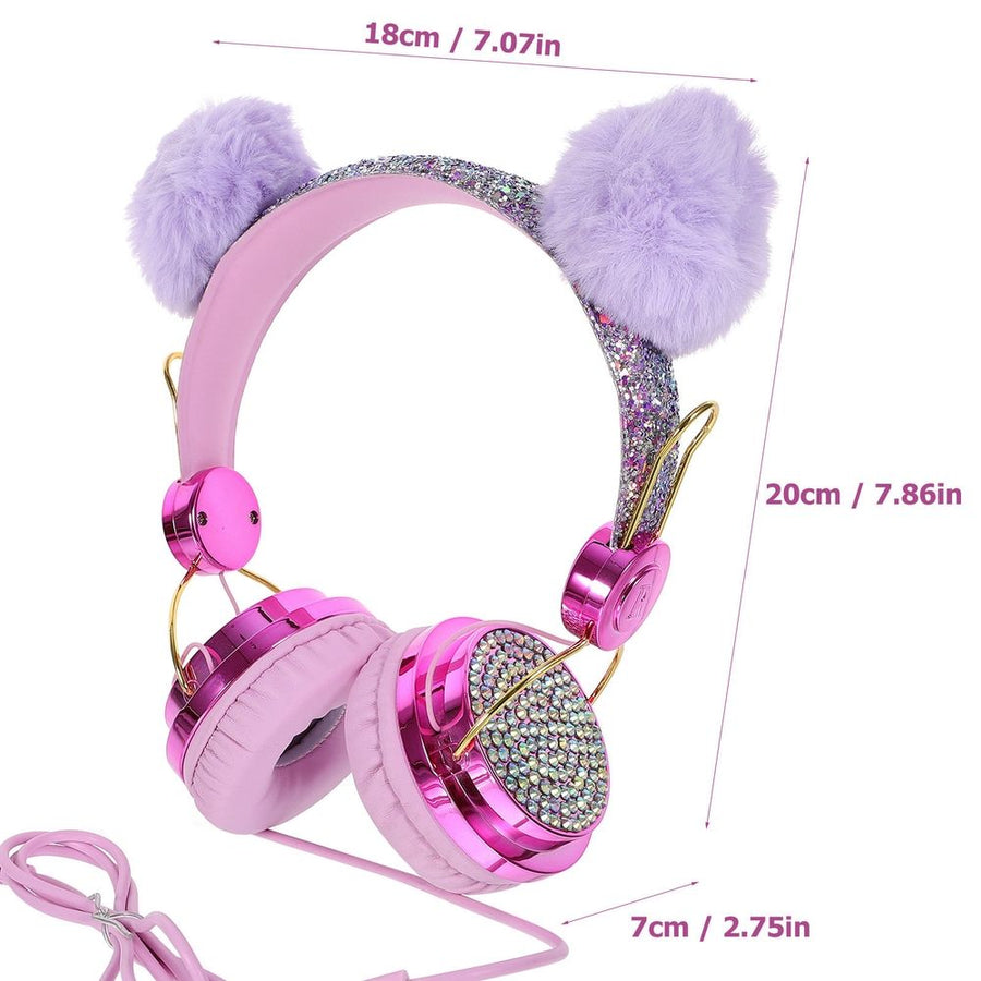 Plush Ear Headphones for Girls with Volume Limiting Feature, Comfortable Back to School Audio Accessory