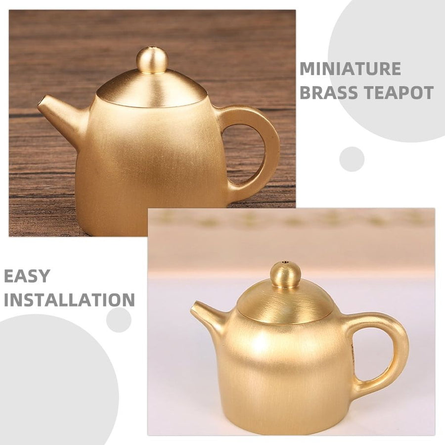 Compact Golden Brass Teapot, Lightweight and Decorative Kettle, Perfect for Home and Office Display