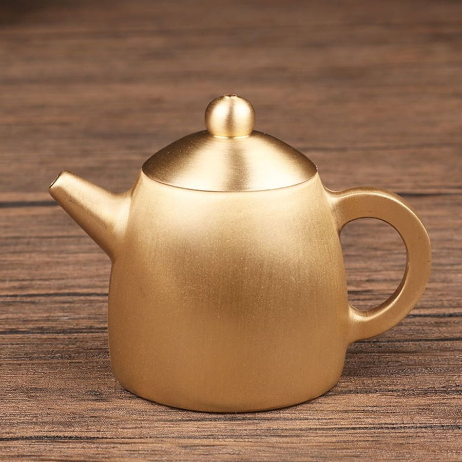 Compact Golden Brass Teapot, Lightweight and Decorative Kettle, Perfect for Home and Office Display