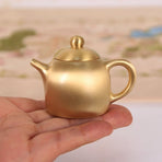 Compact Golden Brass Teapot, Lightweight and Decorative Kettle, Perfect for Home and Office Display