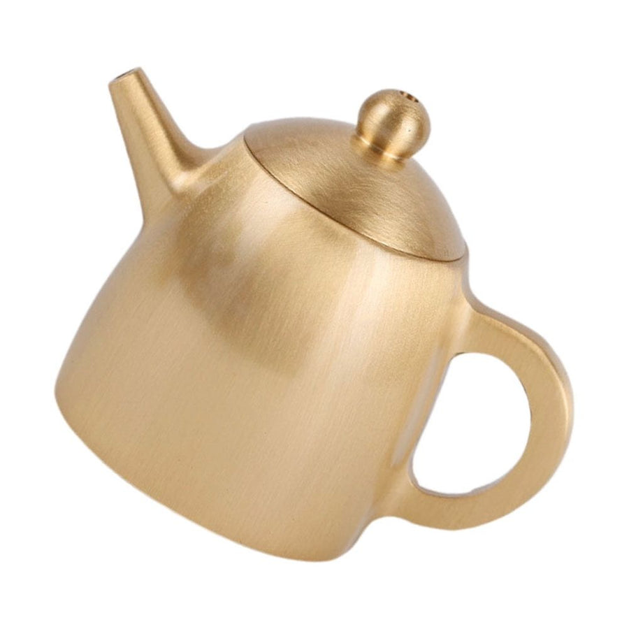 Compact Golden Brass Teapot, Lightweight and Decorative Kettle, Perfect for Home and Office Display