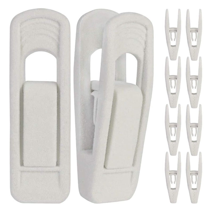 Flocked Velvet Clips, White, Soft and Comfortable, No Marks on Clothes, 10Pcs