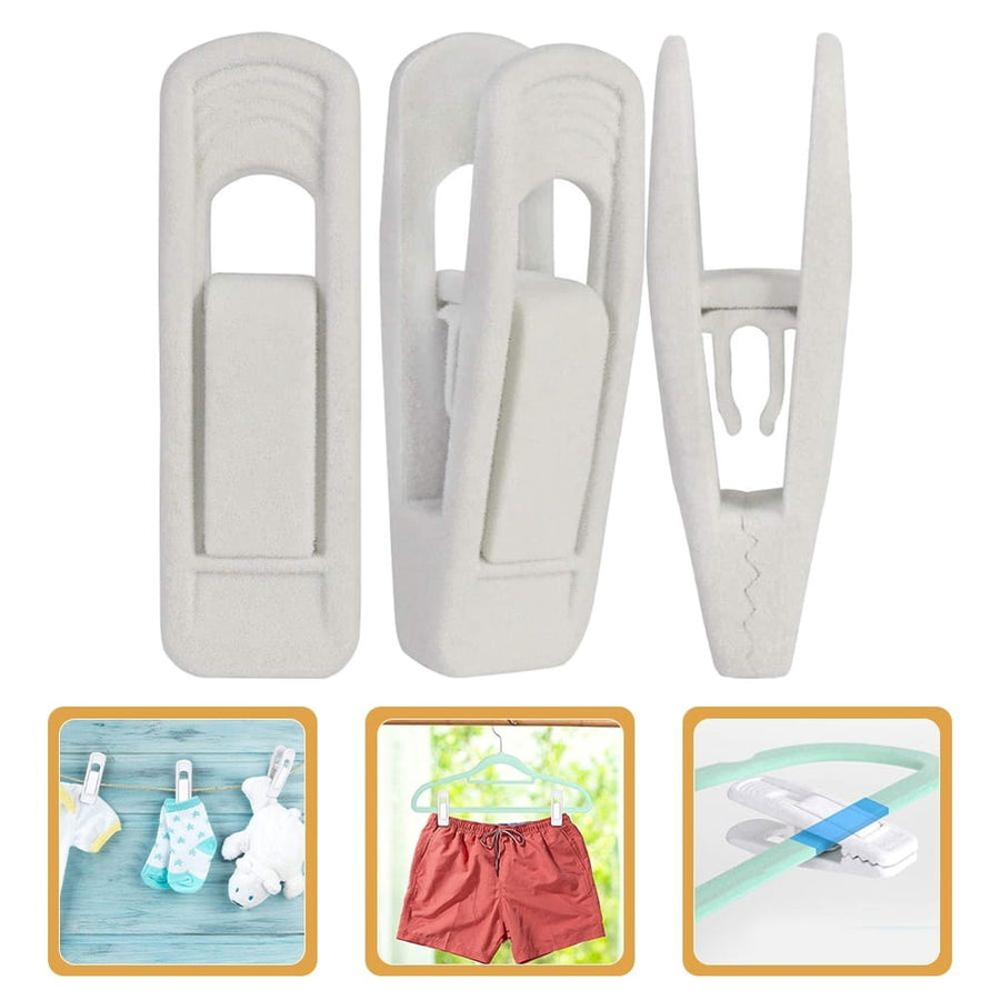 Flocked Velvet Clips, White, Soft and Comfortable, No Marks on Clothes, 10Pcs