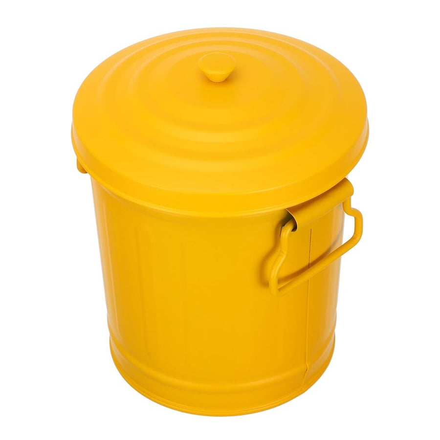 Small Iron Desktop Trash Can with Lid - Stylish and Practical Mini Garbage Bin for Office and Home Use
