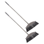 Large Hard Broom Dark Grey Metal Handle for Decking and Patio 2Pcs