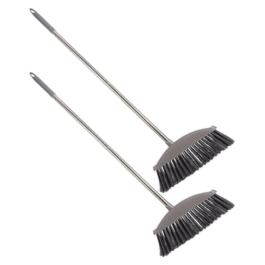 Large Hard Broom Dark Grey Metal Handle for Decking and Patio 2Pcs