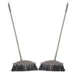 Large Hard Broom Dark Grey Metal Handle for Decking and Patio 2Pcs